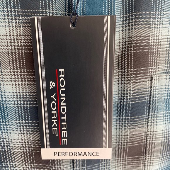 NWT Men's Turquoise Plaid Button Up Shirt - Picture 7 of 9